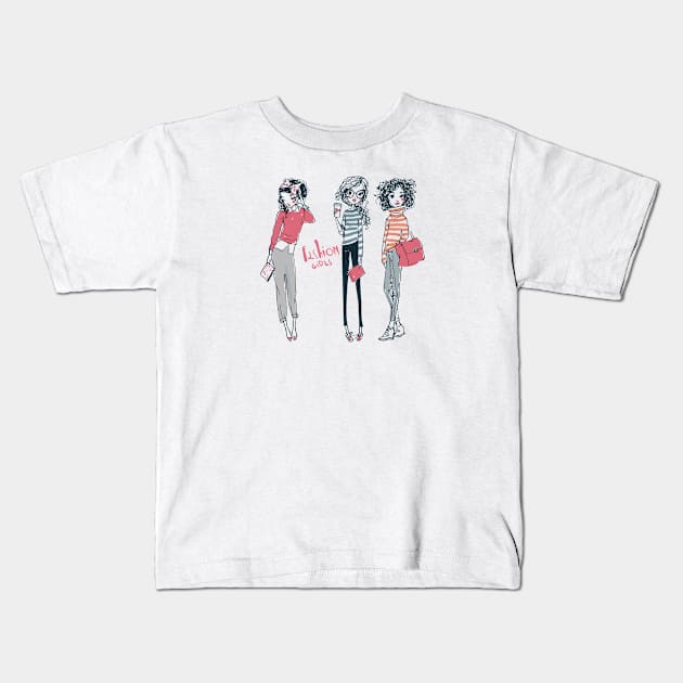 Fashion Girls Kids T-Shirt by EveFarb